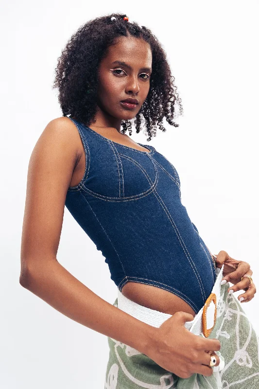 Dark Blue Corset Bodysuit