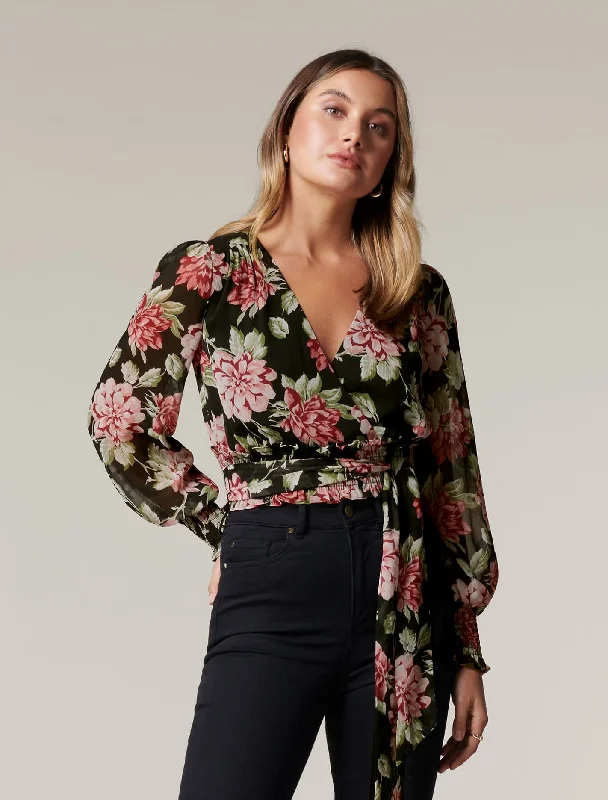 Arianna Shirred Waist Printed Blouse