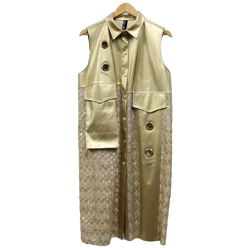 Light Golden Teardrop & Faux Leather Vest