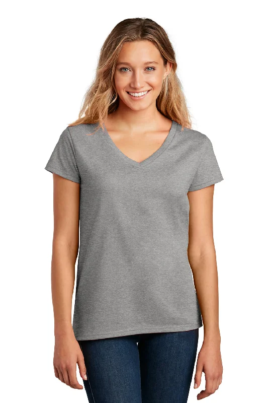 District Womens Re-Tee Short Sleeve V-Neck T-Shirt - Heather Light Grey