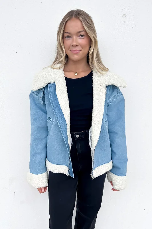 Izzy Denim Sherpa Jacket Blue