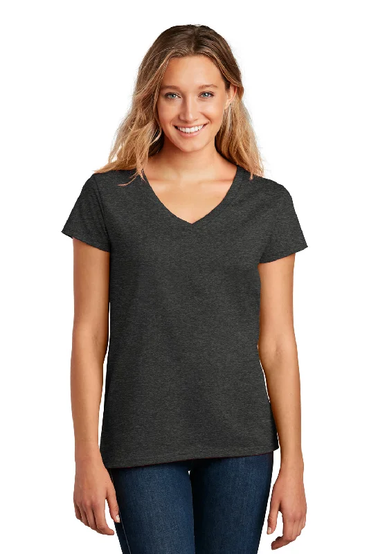 District Womens Re-Tee Short Sleeve V-Neck T-Shirt - Heather Charcoal Grey