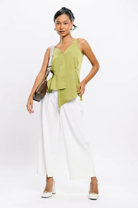 Strappy Green Asymmetric Top