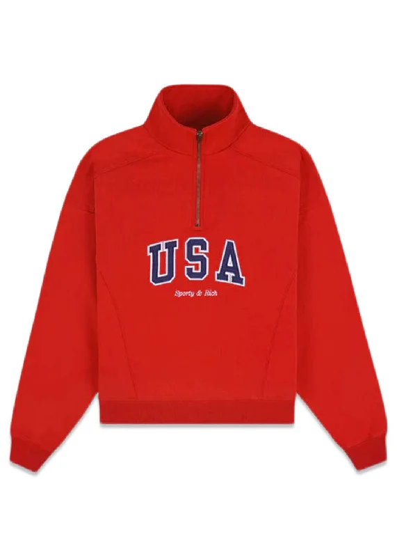 USA Quarter Zip - Sports Red