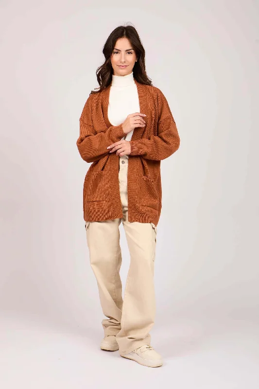 Women Long Loose Cardigan Apricot