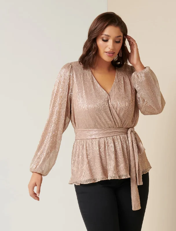 Skye Curve Plisse Wrap Blouse