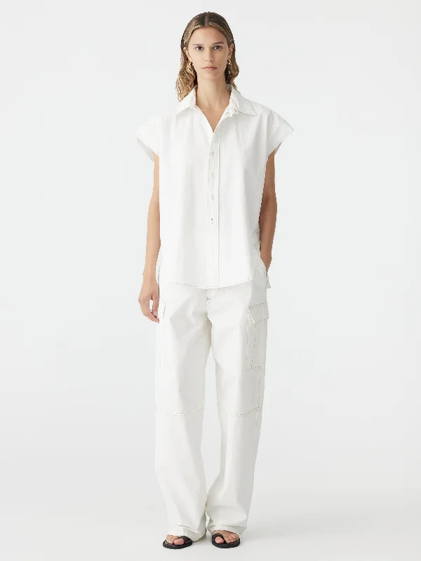 crushed cotton scoop hem shirt