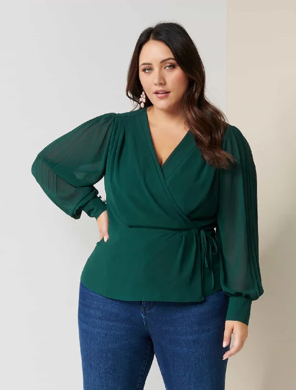 Sienna Pleated Curve Wrap Blouse