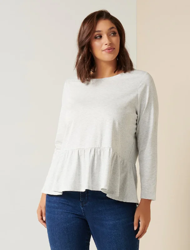 Arlie Curve Long Sleeve Peplum Tee