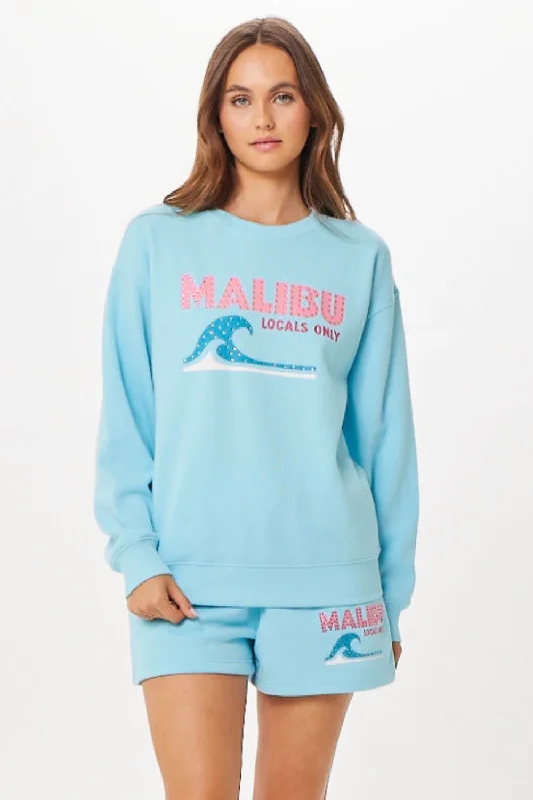 Tropical Blue Malibu Jet Setter Surf Wash Crewneck